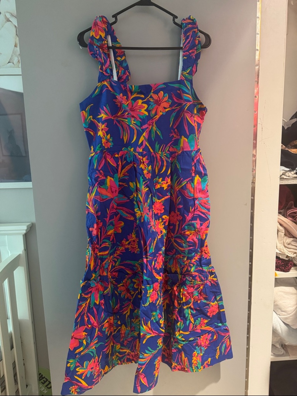 J. Crew Blue Tropical Floral Maxi Dress